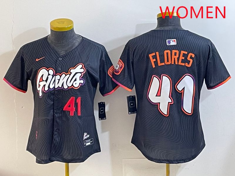 Women San Francisco Giants #41 Flores Black Joint Name 2025 Nike MLB Jersey style 4